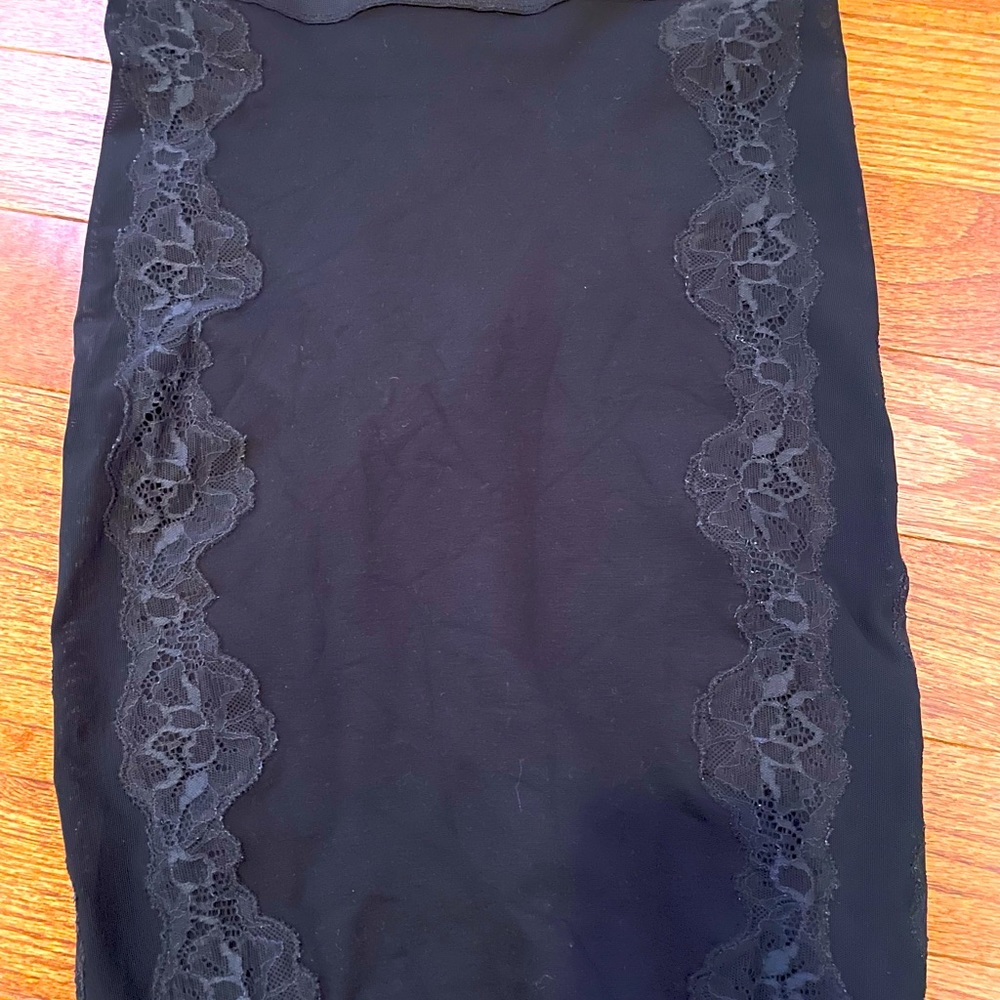 Victoria’s Secret black pencil skirt side mesh and lace detail